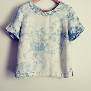 Acid wash denim top